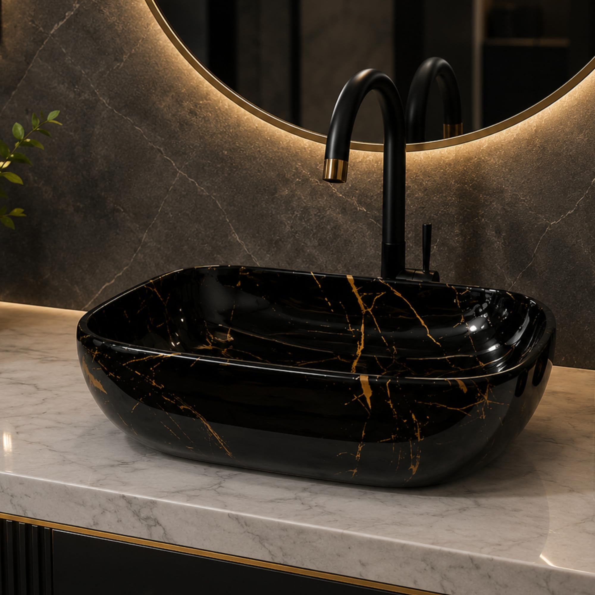 Glossy Ceramic Wash Basin - Marble Vanity Sink -27 Glossy Ceramic Wash Basin - Marble Vanity Sink -27