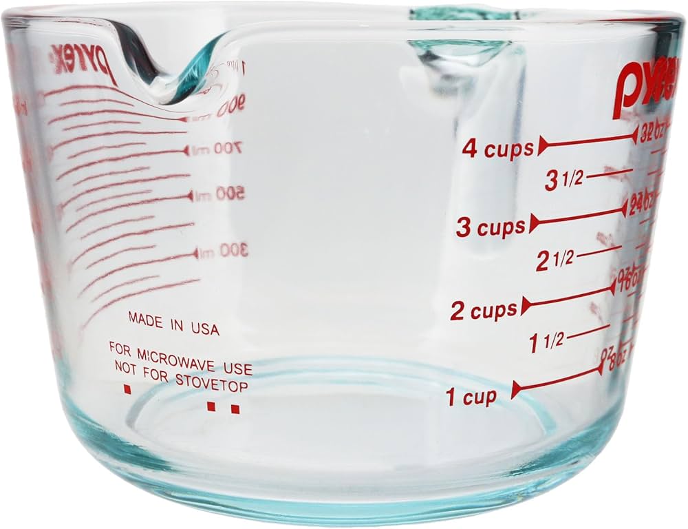 Pyrex SYNCHKG039125 4 Measuring Cup, Clear with Red Graphics