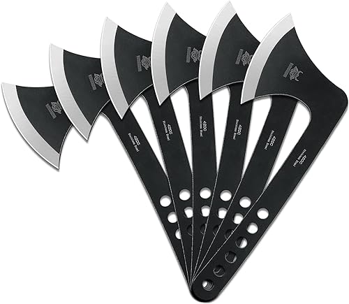 WICING Hachas de lanzamiento - Paquete de 6 juego de hachas de lanzamiento de acero inoxidable de 125 pulgadas con funda de nailon y hacha de