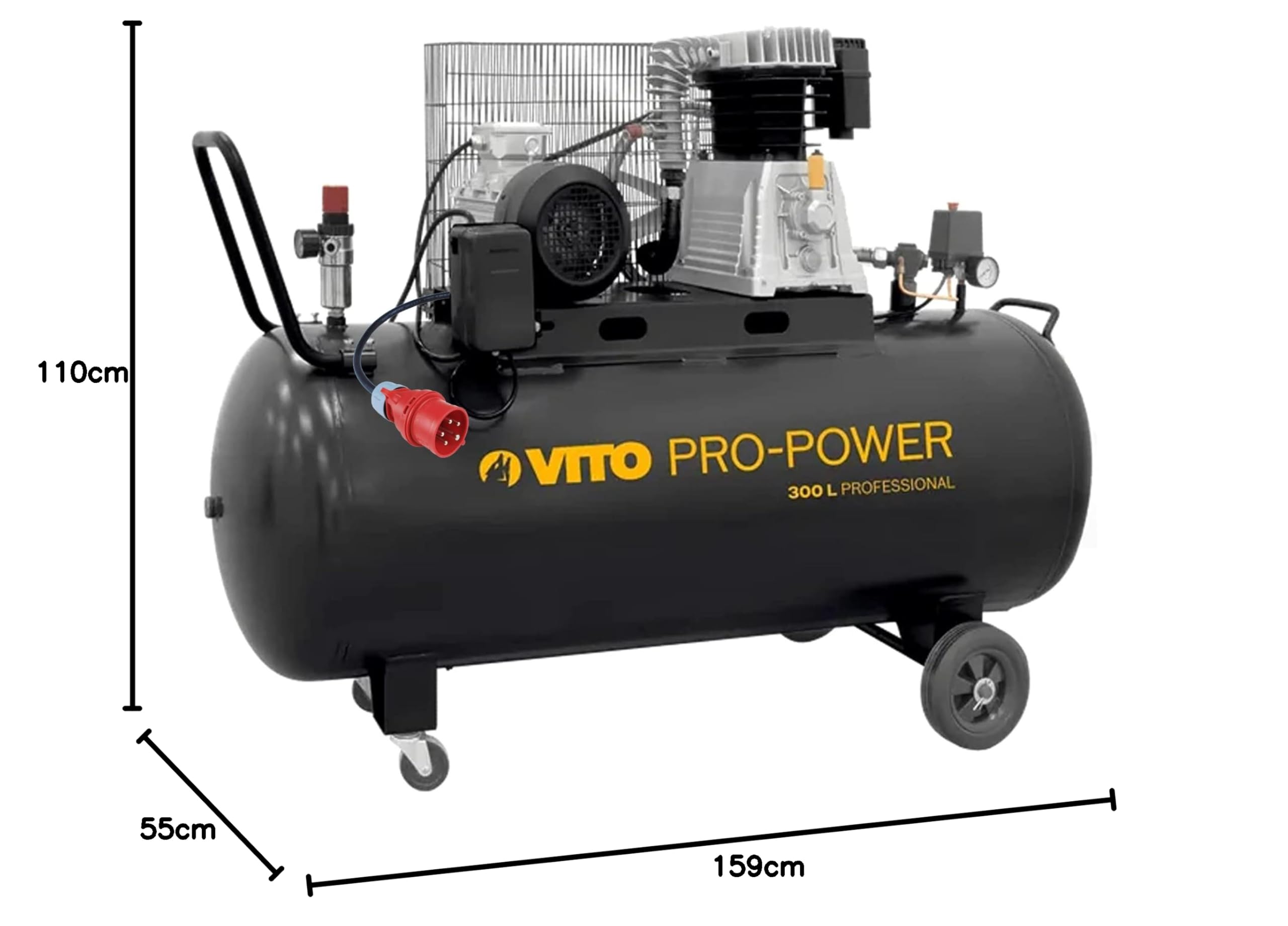 VITO - Kompresor powietrza pasowy trójfazowy 300L 10 Bar 4000W 5,5 KM 500L/min