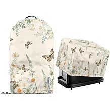 Lavender Floral Butterfly 2 Pcs Stand Mix Food Processor Blender Machine and Toaster Oven Dust-proof Covers Kitchen Appliance Dust Covers with Drawstring Hem