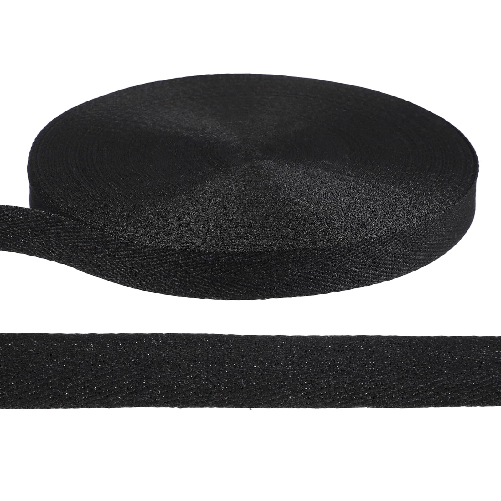 PATIKIL 55 Yards Cotton Twill Tape Ribbon, 13/16 Inch Herringbone Twill Tape Bias Ribbon Binding Tape or Sewing Hemming Binding Quilting Piping DIY Craft, Black