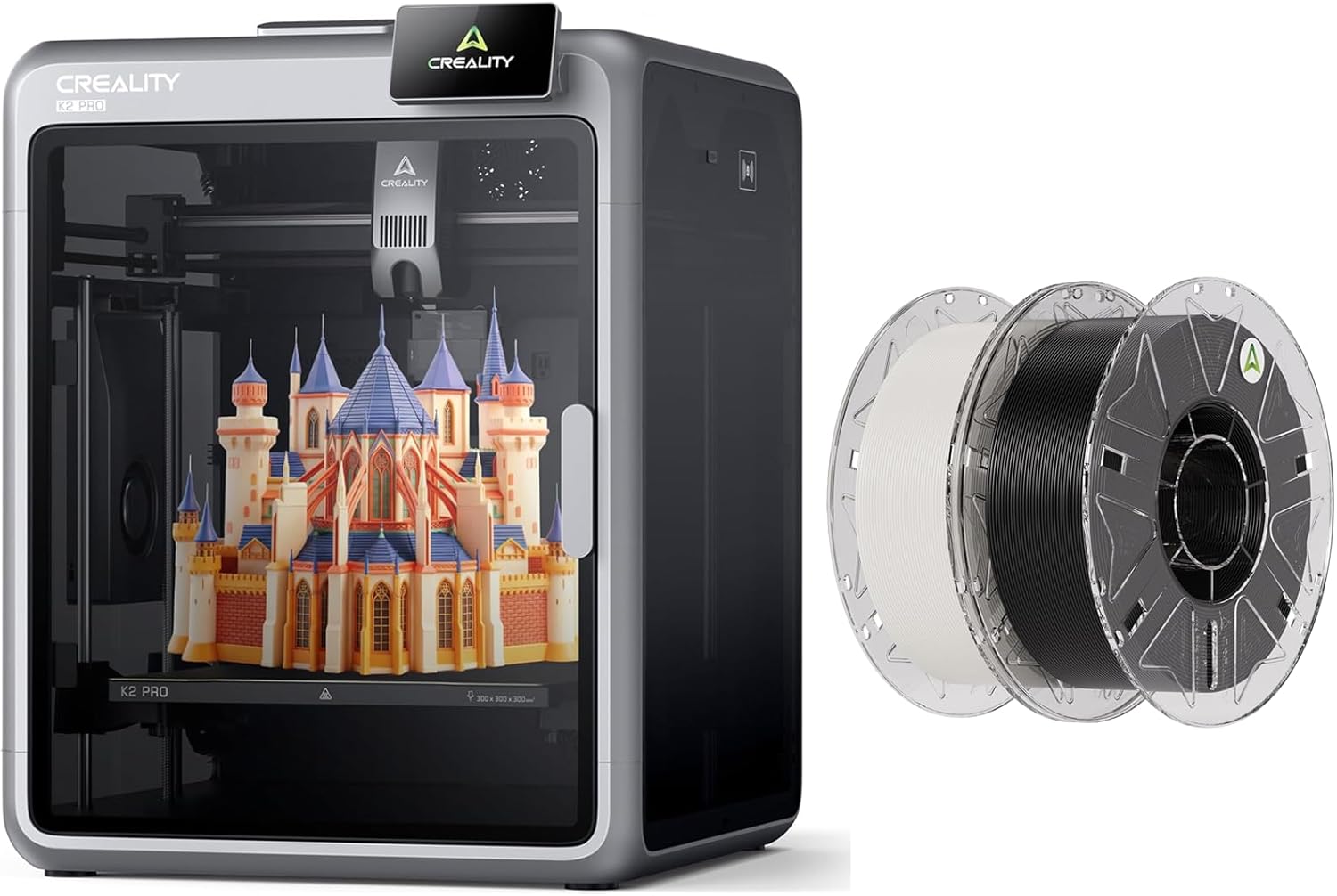 Creality K2 Pro 3D Printer Bundle with Hyper RFID 3D Printer Filament (1 Black+1 White)