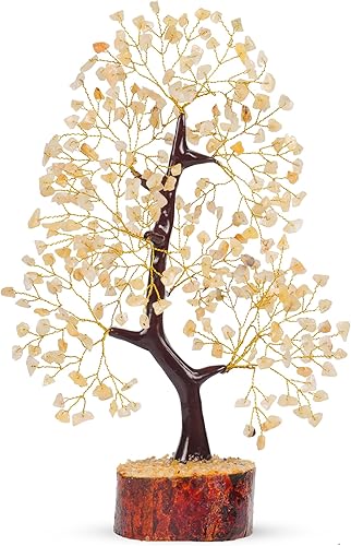 YUVDIPR Árbol de dinero de aventurina amarilla, limpieza de aura, chakras, decoración de habitación, buena suerte, cocina, reiki, decoración del