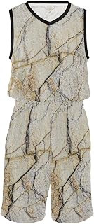 Basketball Jersey Shorts Set Marble Vintage Beige Pattern