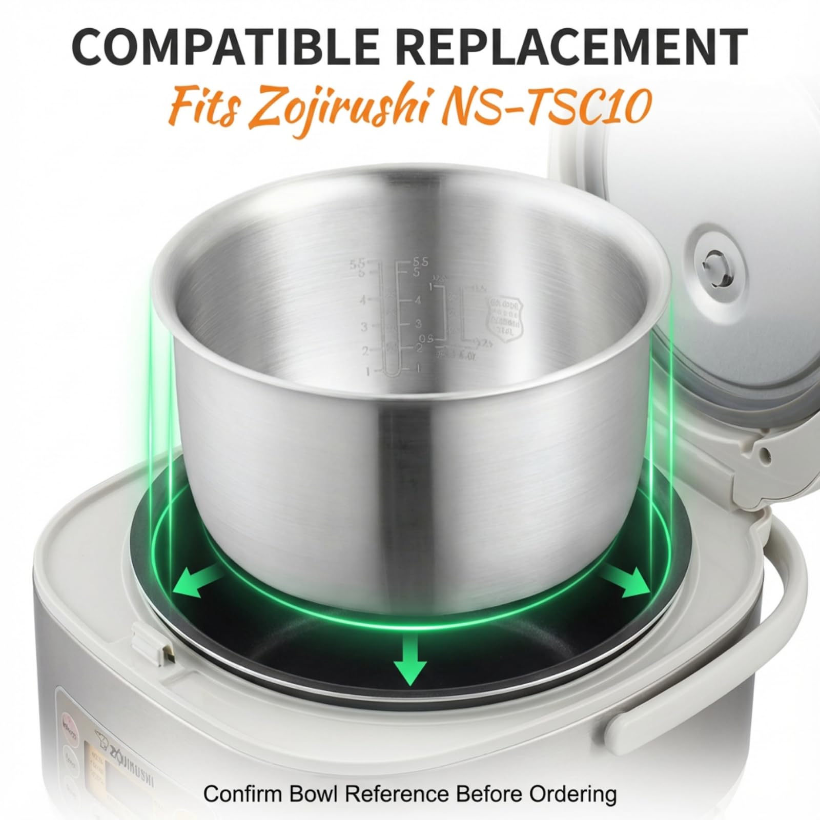 Pot intérieur en acier inoxydable 316 3L compatible avec cuiseur à riz Zojirushi NS-TSC10, bol de rechange pour B362/B366, design épais sans couture pour un chauffage uniforme et une meilleure