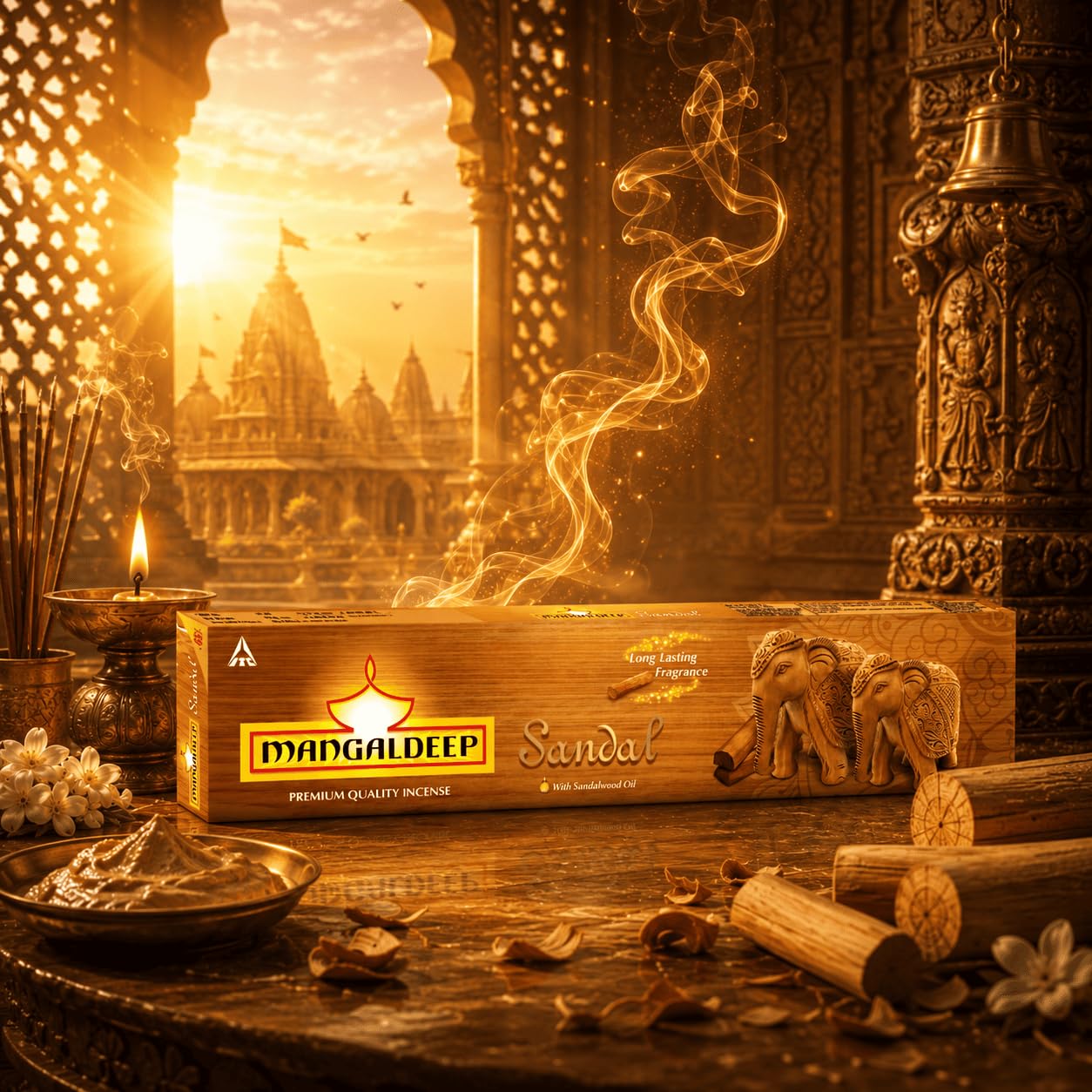 Mangaldeep Sandal Puja Agarbattis 90 Incense Sticks