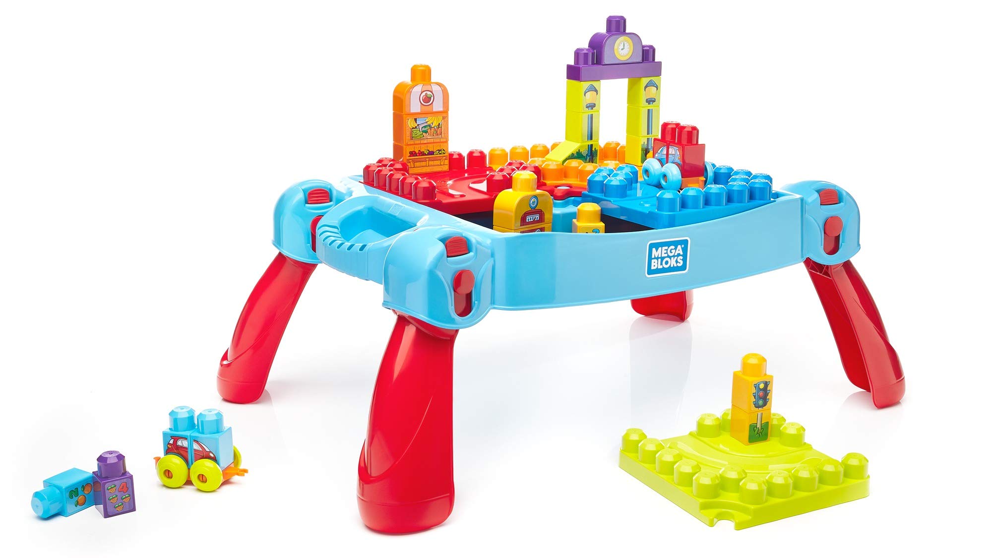 MEGA BLOKS Bauset - Spielend leicht Logik und Zahlen lernen - Spieltisch zum Fördern der motorischen Fähigkeiten, Lernspielzeug für Kleinkinder, FGV05