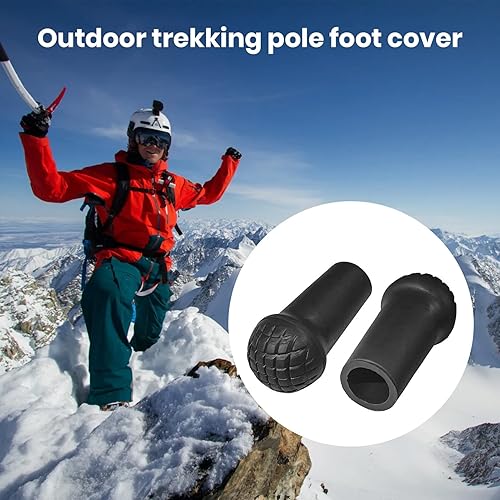 Miniatura 2 de Trekking Pole Head Covers Walking Stick Reemplazo Consejos Tapones Tapones Partes Protector Anti-Punción Negro