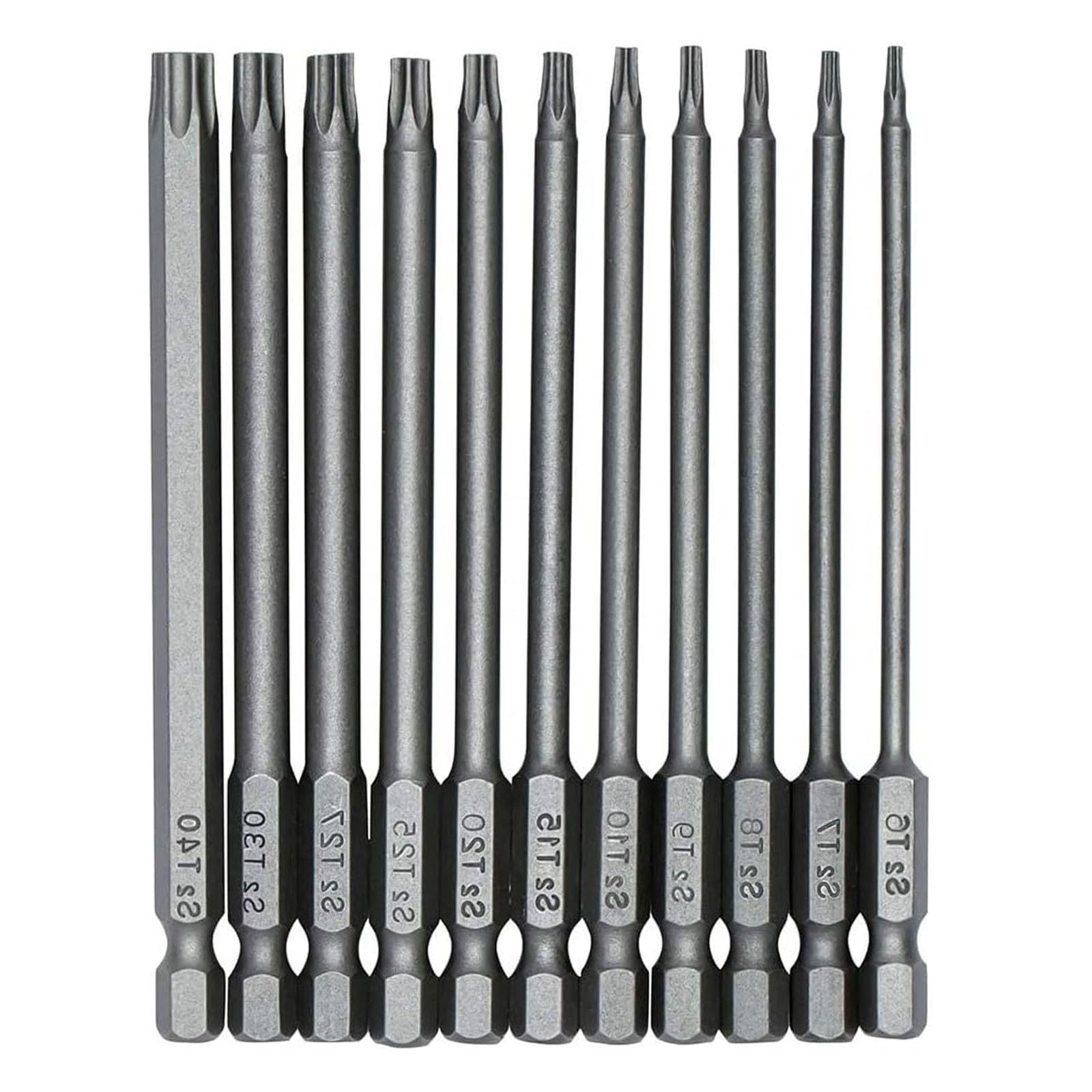 Set Di Punte Per Cacciave Torx Da 12 Pezzi, Codolo Esagonale Magnetico Da 1/4", Set Di Punte Per Trapano A Stella Resistenti Alla Manomissione, Punta Lunga 2" T5-T40 (50 Mm - Foto 8