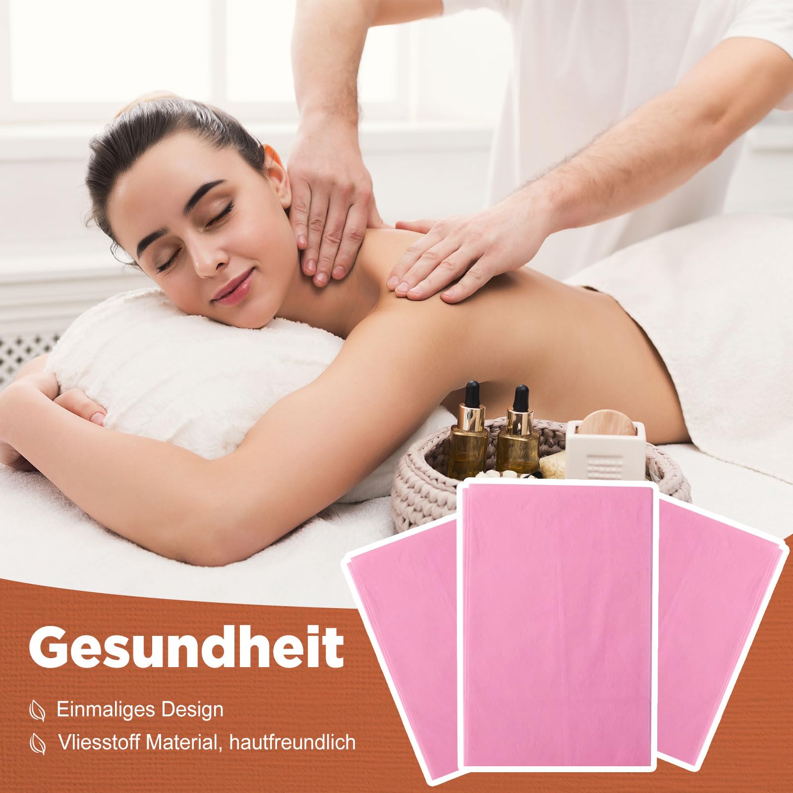 100 Stück Einweg Spannlaken für Massageliegen,Abdeckung für Massagebetten, Einweg Bettlaken,Einweg Massagetisch Bettlaken für Schönheitssalon,Spa,Massage,Hotels,180 x 80 cm (Rosa)