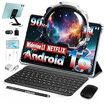 TECLAST P50 Tablet 11 Pollici 90Hz Tablets Android 16, 2.0GHz Octa-Core, 12GB RAM+128GB ROM, TF 4TB, 7000mAh, Widevine L1, GPS, BT5, OTG, Tablet con Tastiera+Custodia+Penna+Auricolari, 10 Accessori