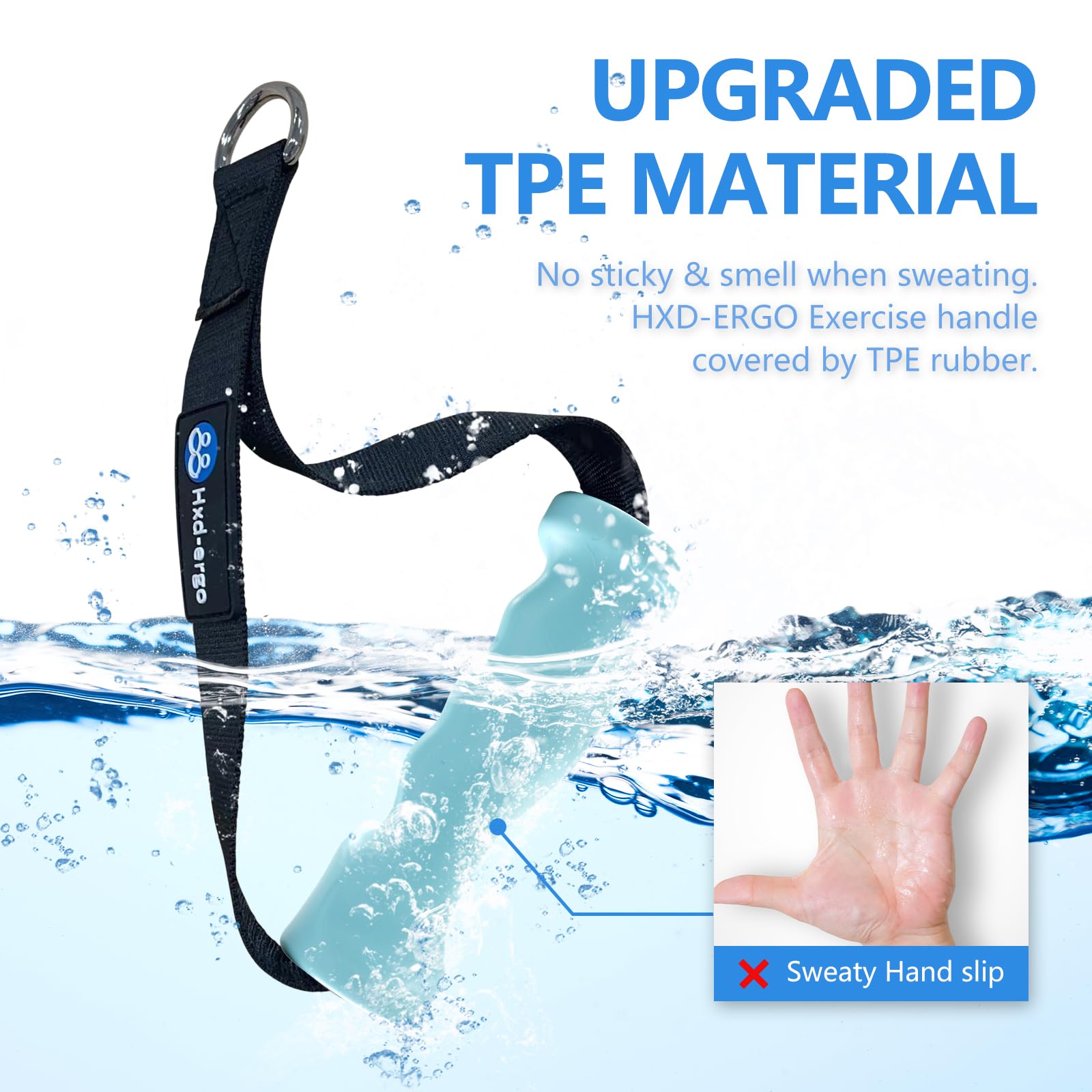HXD-ERGO Ergonomische Fitnessgriffe Für Kabelzug & Widerstandsbänder – TPE-Material, Bis 600 Lbs, 3 Farben