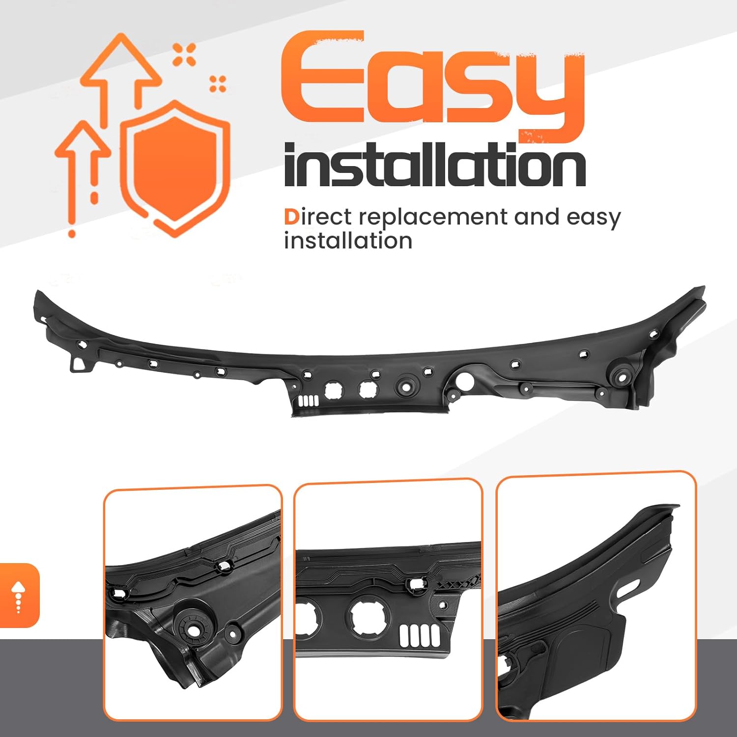 Windshield Wiper Cowl Panel Grille Compatible with 2011-2016 BMW 528i 535i/d 550i M5 ActiveHybrid 5 Replace for 51717203124 Air Inlet Window Cover Plastic(PP)