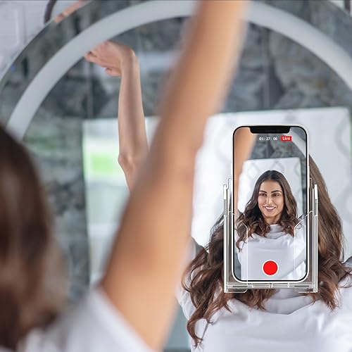 Miniatura 2 de Crpich Soporte para teléfono montado en la pared, soporte acrílico para teléfono con cintas transparentes 3M, soporte transparente para teléfono con