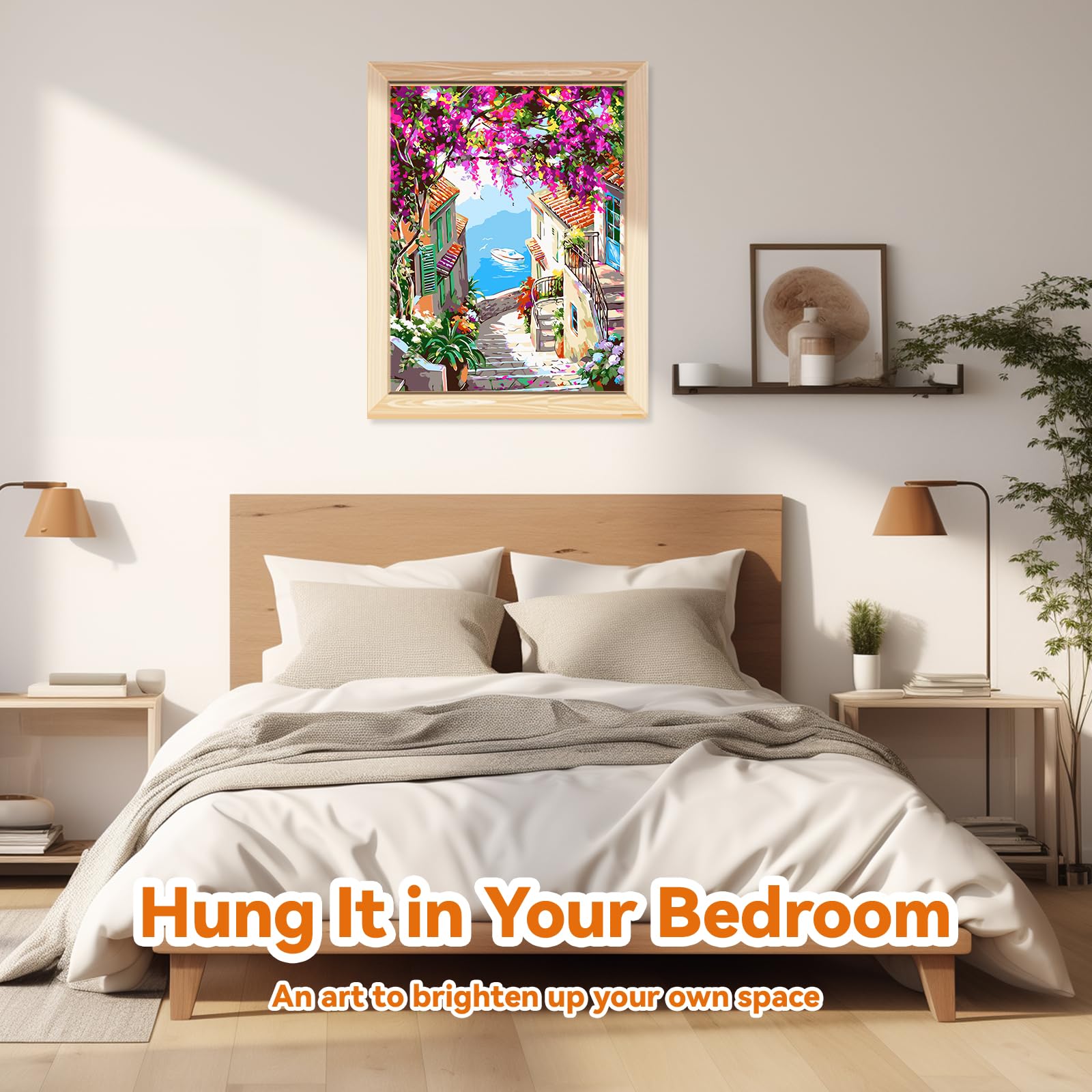 EFOTIML Kit di pittura per numeri per adulti principianti e bambini età 8-12, 1pcs 16x20 Canvas per Kit di pittura per adulti in scatola colorata (senza cornice) - Ciudad de Flores