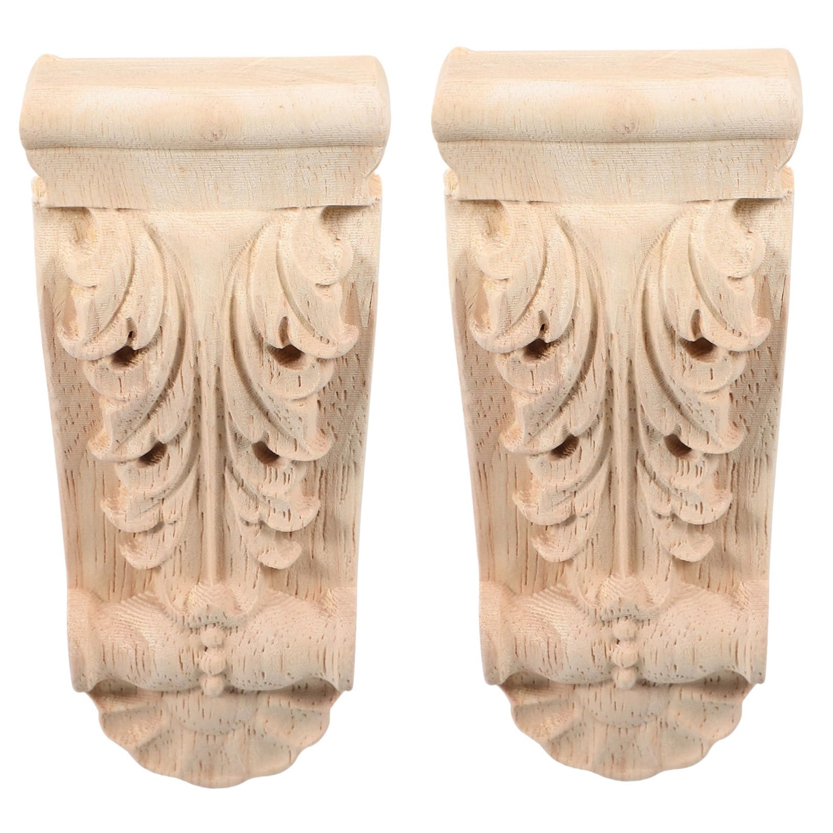 ORFOFE Wooden Corbels Decorative Corner Moulding Trim Solid Wood Roman Column Flower Onlay Applique 4.33X1.89X0.79In for Home Interior Decoration