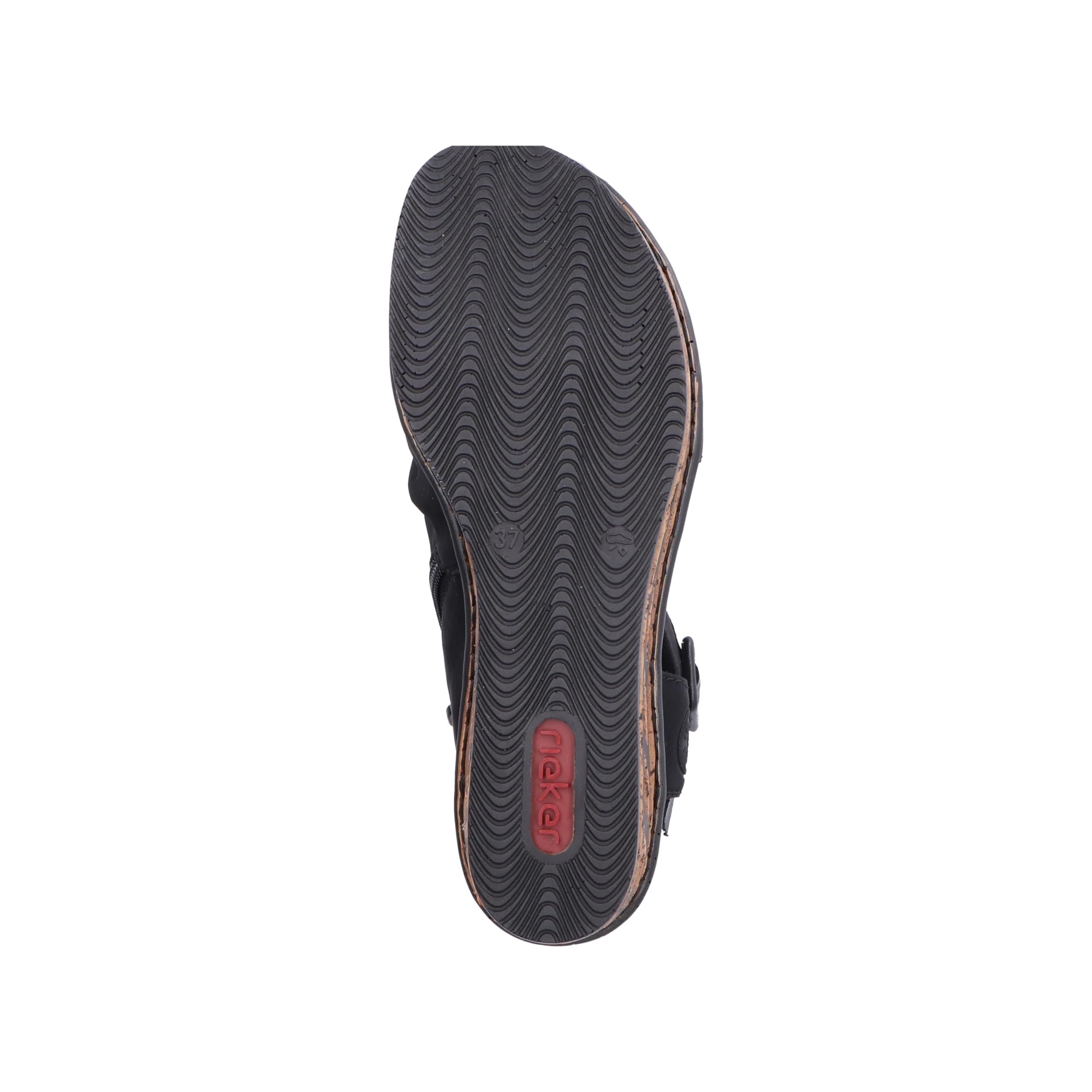 Rieker 68191-00 Damen Keilsandalette Synthetik schwarz schwarz
