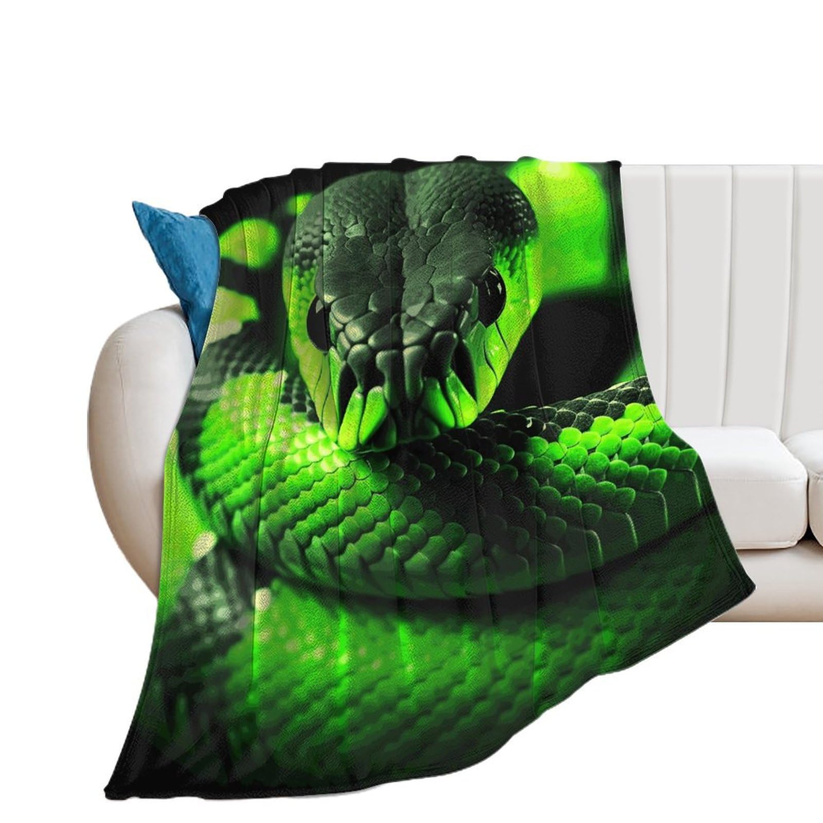 Couverture flanelle légère plaid canapé lit motif serpent 3D confortable
