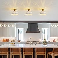 Vista 7 de Vintage Ceramic Semi Flush Mount Ceiling Light - 2 Pack, Gold Hallway Light Fixture, Mid Century Small Close to Ceiling Lamp，Unique Flush Lighting