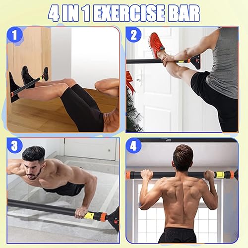 Miniatura 2 de Adjustable Doorway Pull-Up Bar for Home Gym  No Screws Installation  440 lbs Capacity  Anti-Slip with Level Meter  Orange, 74cm-112cm New Gear Lock
