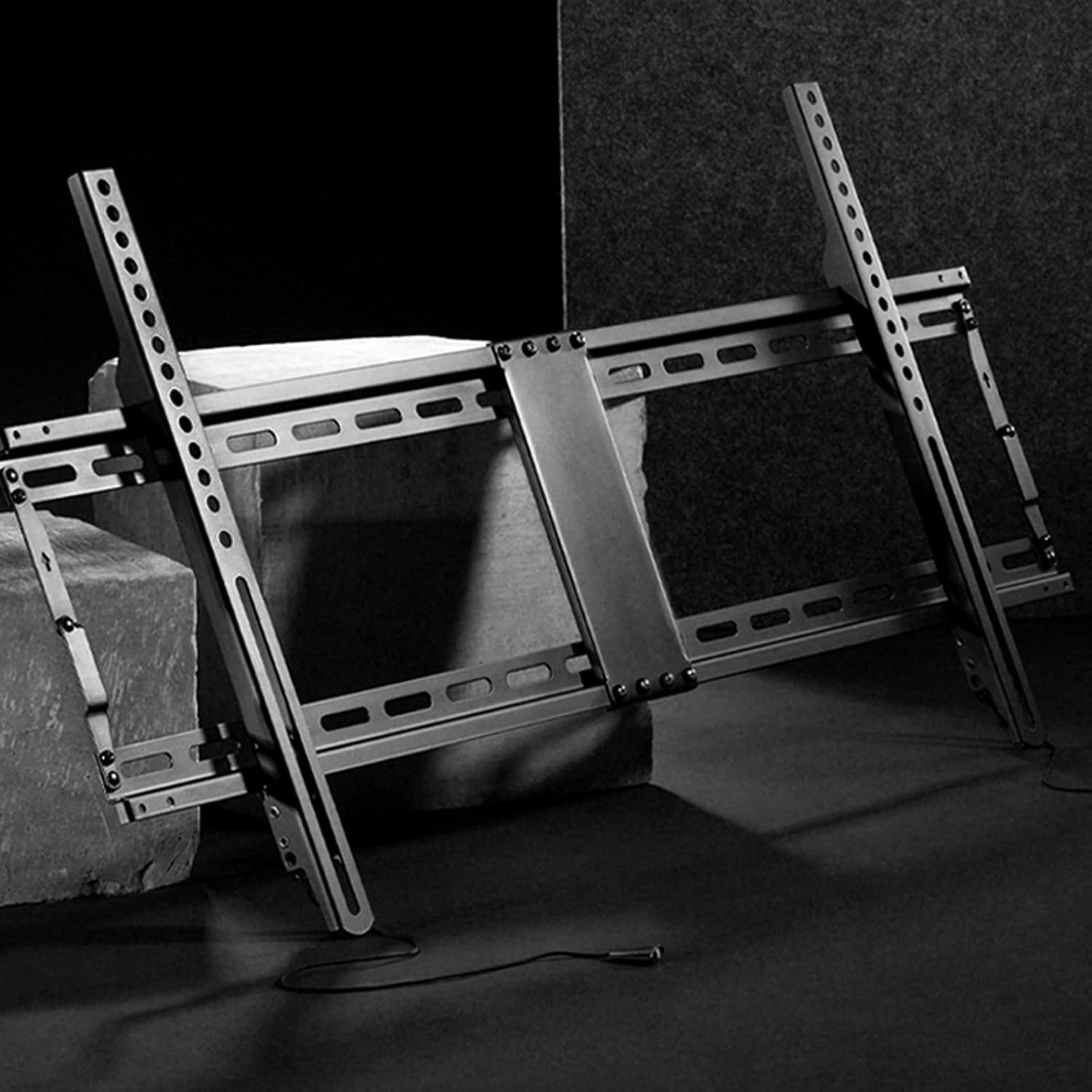 TV Stand Ultra Slim TV Mount Matte Black Large Screen TV Mount for Most 43-90 Inch Flat Screen TVs Low Profile Fixed TV Wall Mount BracketMax 900x600mm Monitor，