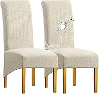 Vista 33 de Juego de 6 fundas impermeables para sillas de comedor extragrandes (caqui, juego de 6 XL))