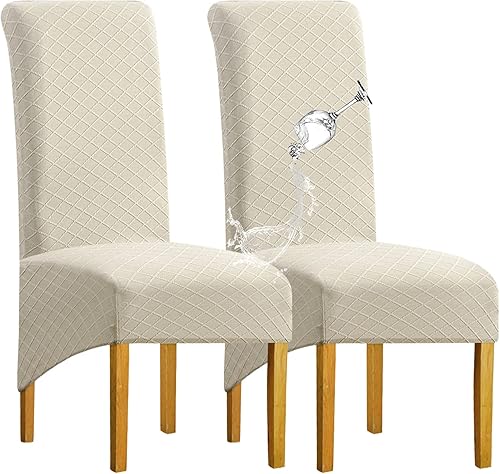 Miniatura 33 de Juego de 6 fundas impermeables para sillas de comedor extragrandes (caqui, juego de 6 XL))