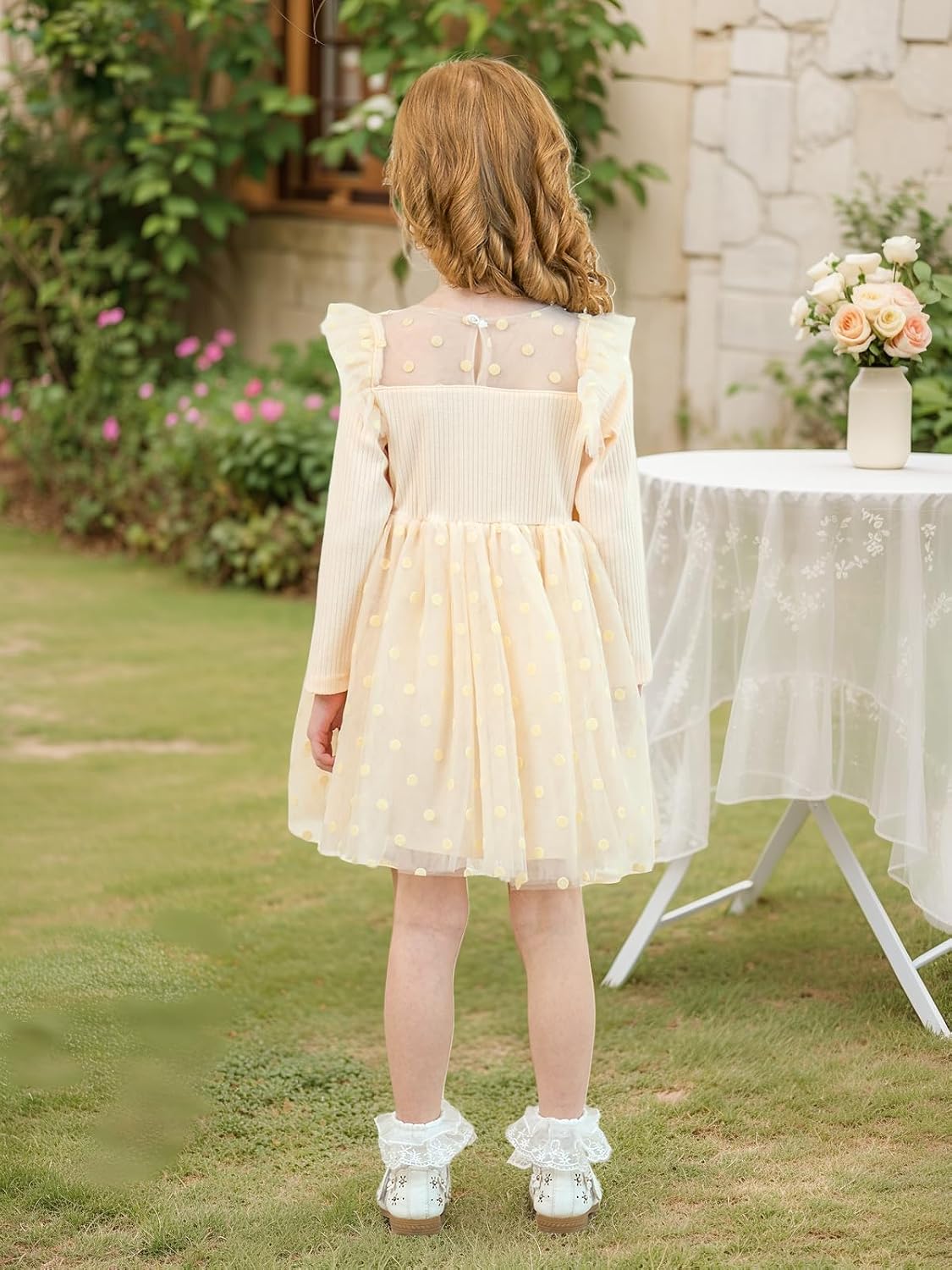 Miipat Toddler Girls Tulle Dress Long Sleeve Tutu Party Dress Little Kids Ruffle Princess Dresses