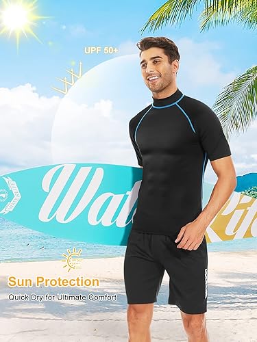 Miniatura 5 de Camiseta de protección contra erupciones para hombre, manga corta, protección solar UPF 50+, protección solar UV, secado rápido, para deportes