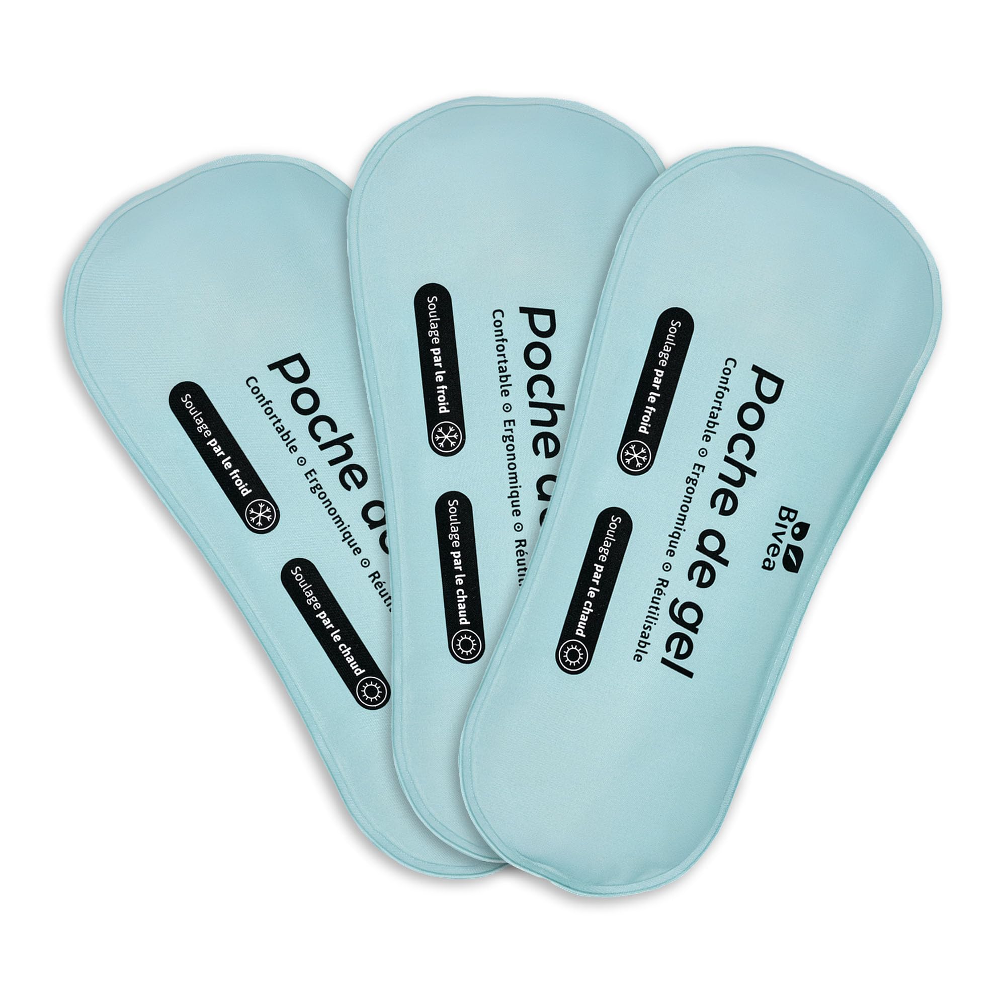 Bivea - Set di 3 cuscinetti ergonomici in gel per bagno derivato - Benessere attraverso il freddo - Crioterapia perineale - Benefici del freddo sul perineo - Formato piccolo per il giorno, 3 unità