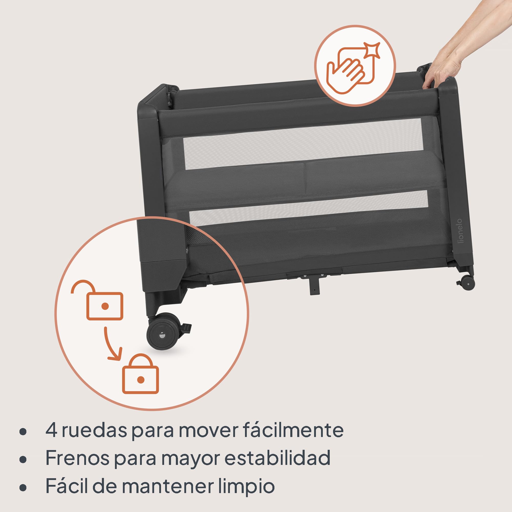 lionelo Patty Cuna De Viaje 5 En 1, Cuna De Viaje Bebe Colecho, Cuna De Bebe con Colchón De Espuma, Parque Cuna Plegable con Bolsa Y Ruedas, para Bebés Desde Nacimiento hasta 15 Kg