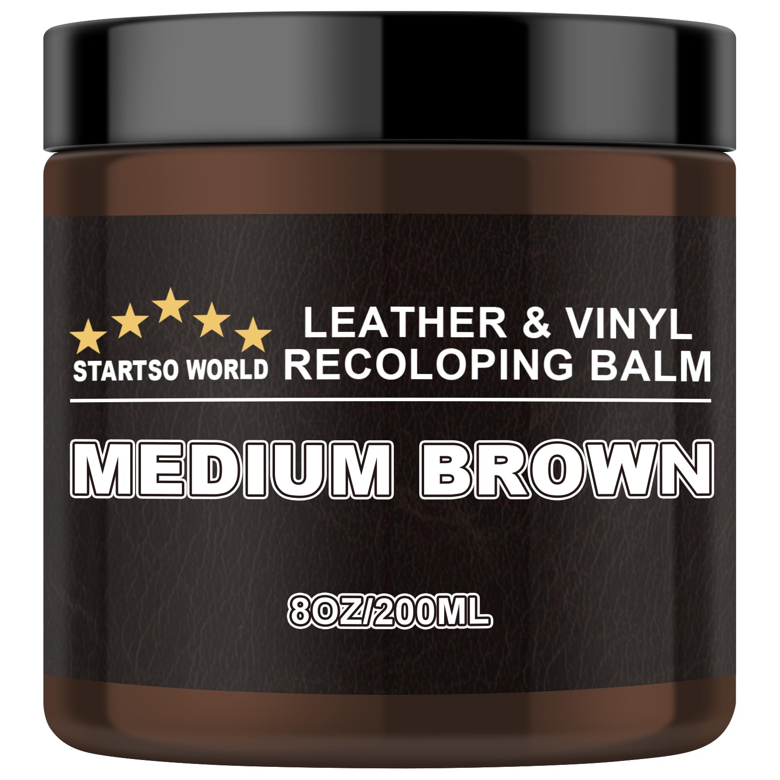 STARTSO World Leather Recoloring Balm 8oz | Leather Repair Kit for Furniture, Leather Color Restorer for Couches | Leather Dye | Repair, Restore & Renew Old, Faded Leather- Medium Brown