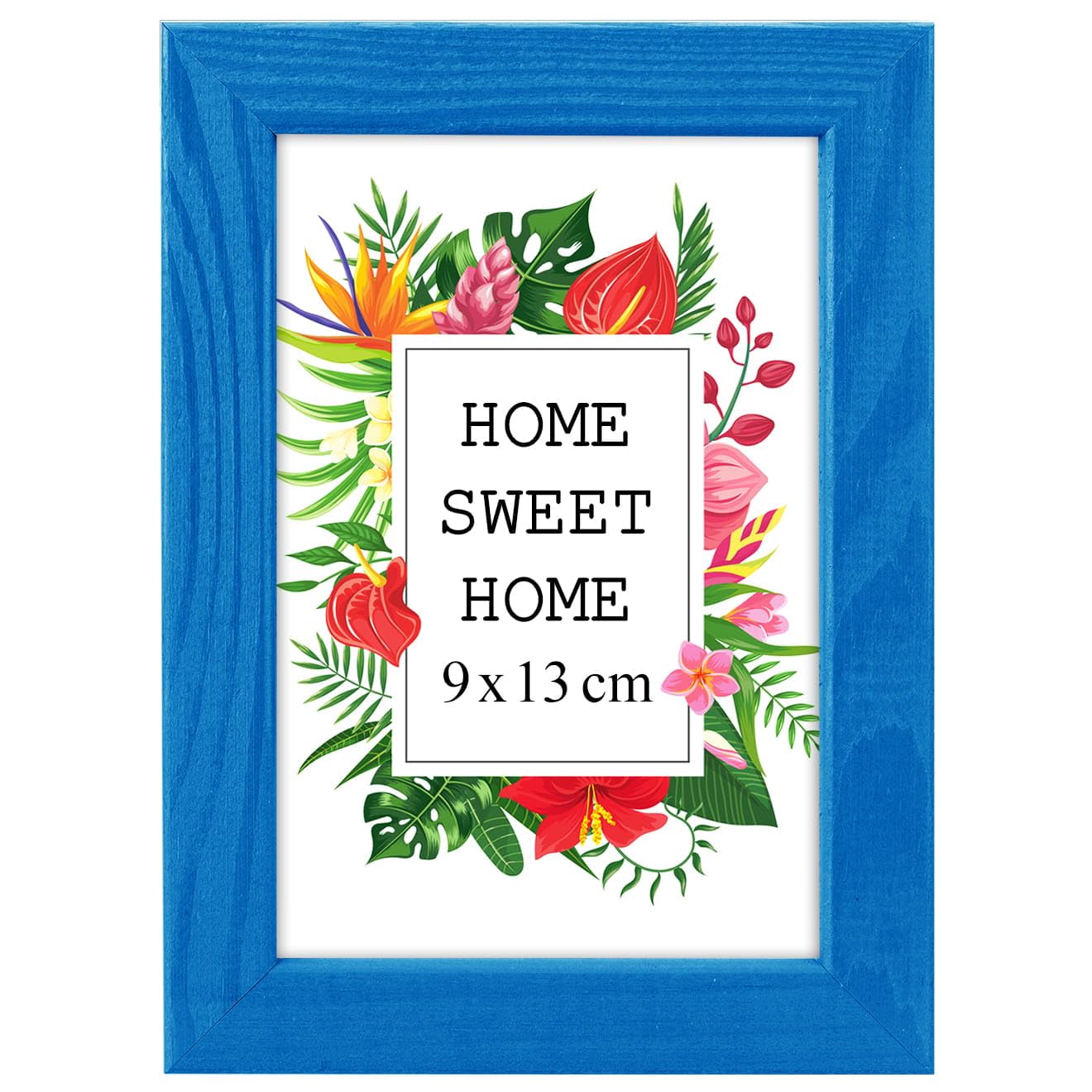 MG Design Blue Wooden Photo Frame 3.5 x 5 in (9 x 13 cm) – Shatter-Resistant Acrylic Glass – Wall Mount Portrait & Landscape — image 1