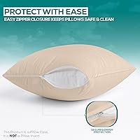 Vista 4 de Utopia Bedding Protector de almohada impermeable, con cremallera, paquete de 2, beige, estándar, funda de almohada a prueba de chinches, de 20 x 26