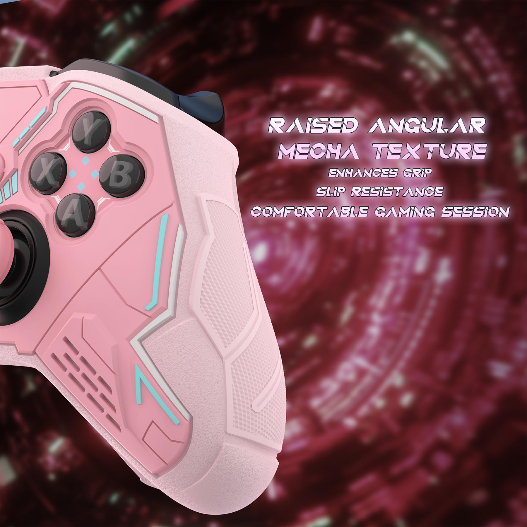 playvital Coque Manette pour Xbox Elite Series 2 Core avec Capuchon Joystick & Autocollant,Housse Silicone pour Xbox Elite Series 2 Controller Procetive Case-Rose Pêche & Rose Fleuri,Mecha Stellaire