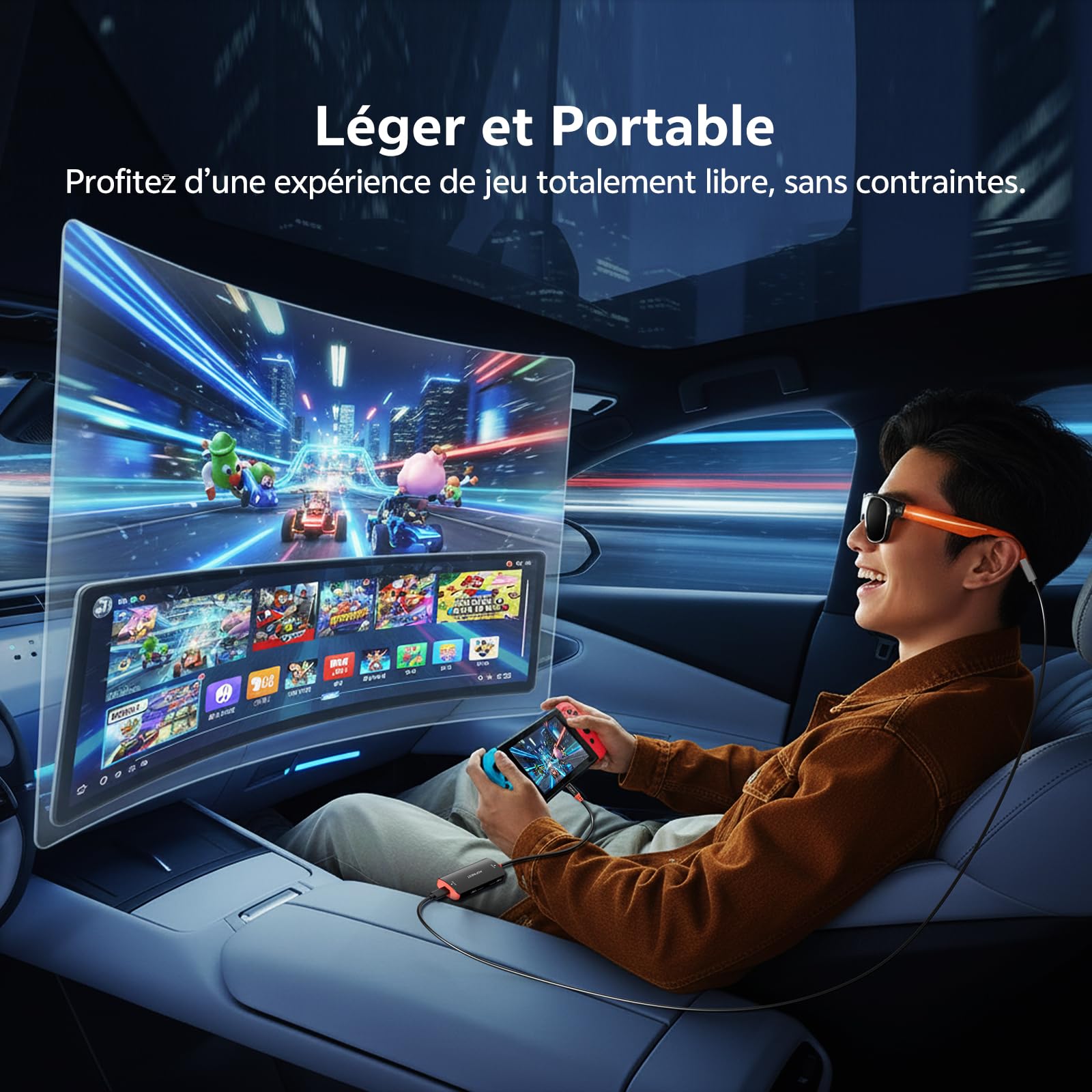 Adaptateur USB-C vers Lunettes AR pour Switch 2 – 4K@60Hz 2K@120Hz 100W PD Données 10Gbps, Compatible Switch 2/1 Steam Deck PC Portable vers Lunettes AR XREAL VITURE Rokid Rayneo