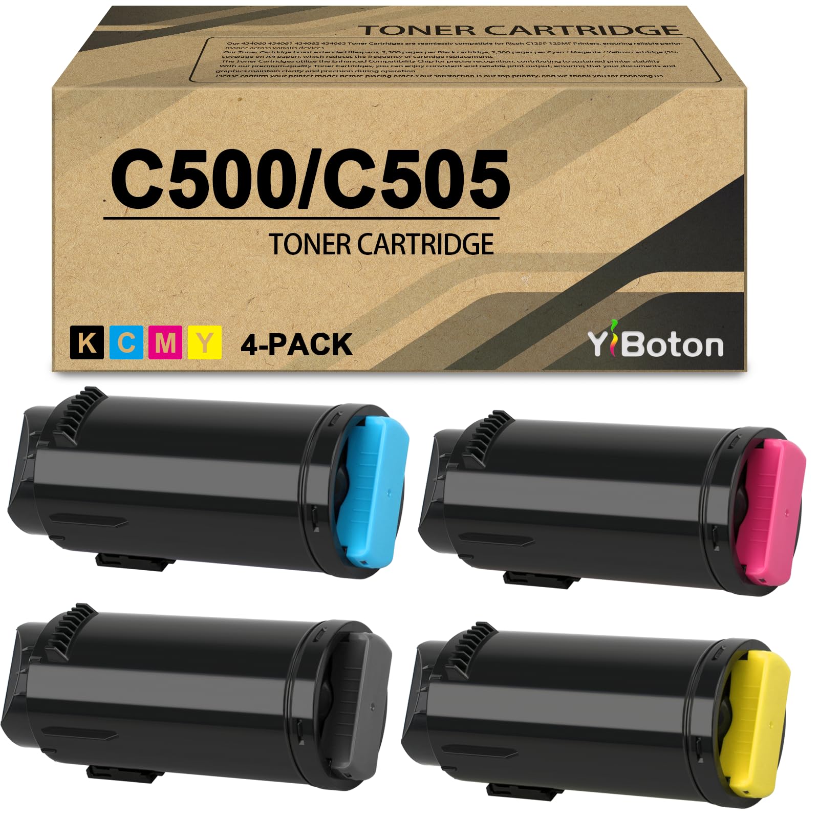 High Yield C500 C505 Toner Cartridges 4-Pack (BK/C/M/Y) | 106R03862 106R03863 106R03864 106R03865 Toner Compatible with Xerox Versalink C500DN C500N C505DN C505N C505S Printer