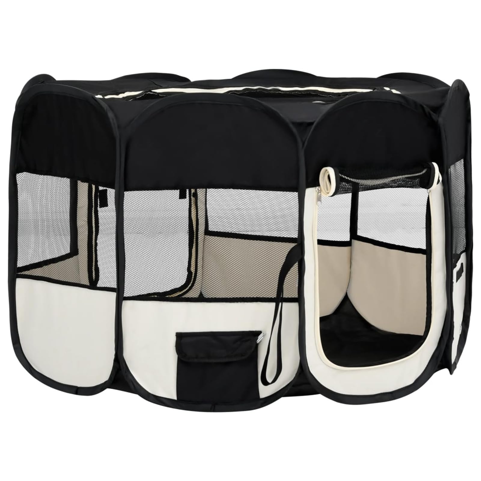 Homgoday Corralito plegable para perros con bolsa de transporte, negro, 125 x 125 x 61 cm, adecuado para perros, cachorros, gatos y conejos, plegable, ideal para uso en interiores y exteriores, corral