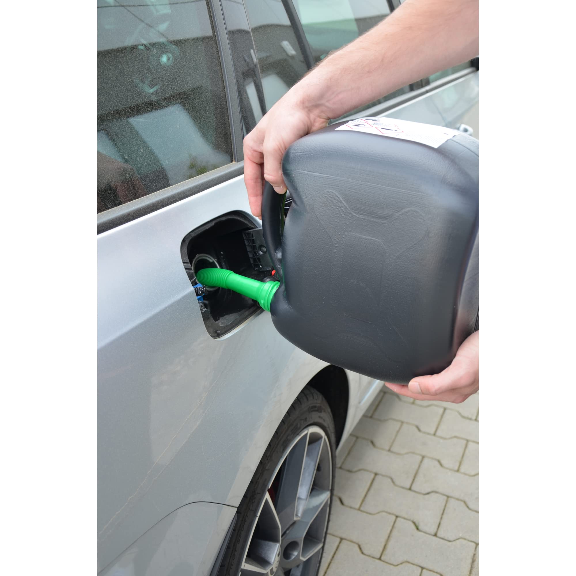 cartrend Kanister na benzynę, kanister na paliwo wszelkiego rodzaju, z dopuszczeniem ONZ, z lejkiem 20 l, tworzywo sztuczne, czarny, 11265