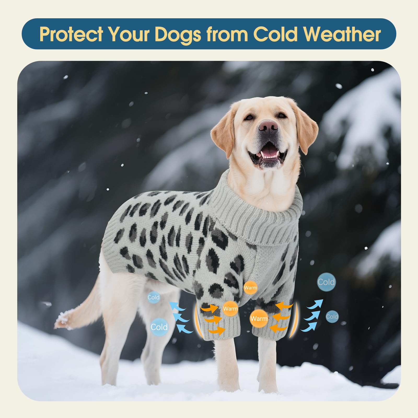 ROZKITCH Pull d'hiver en tricot pour chien de grande race, doux et confortable pour temps froid, pour bouledogues, dobermans et huskies, gris, taille 5XL