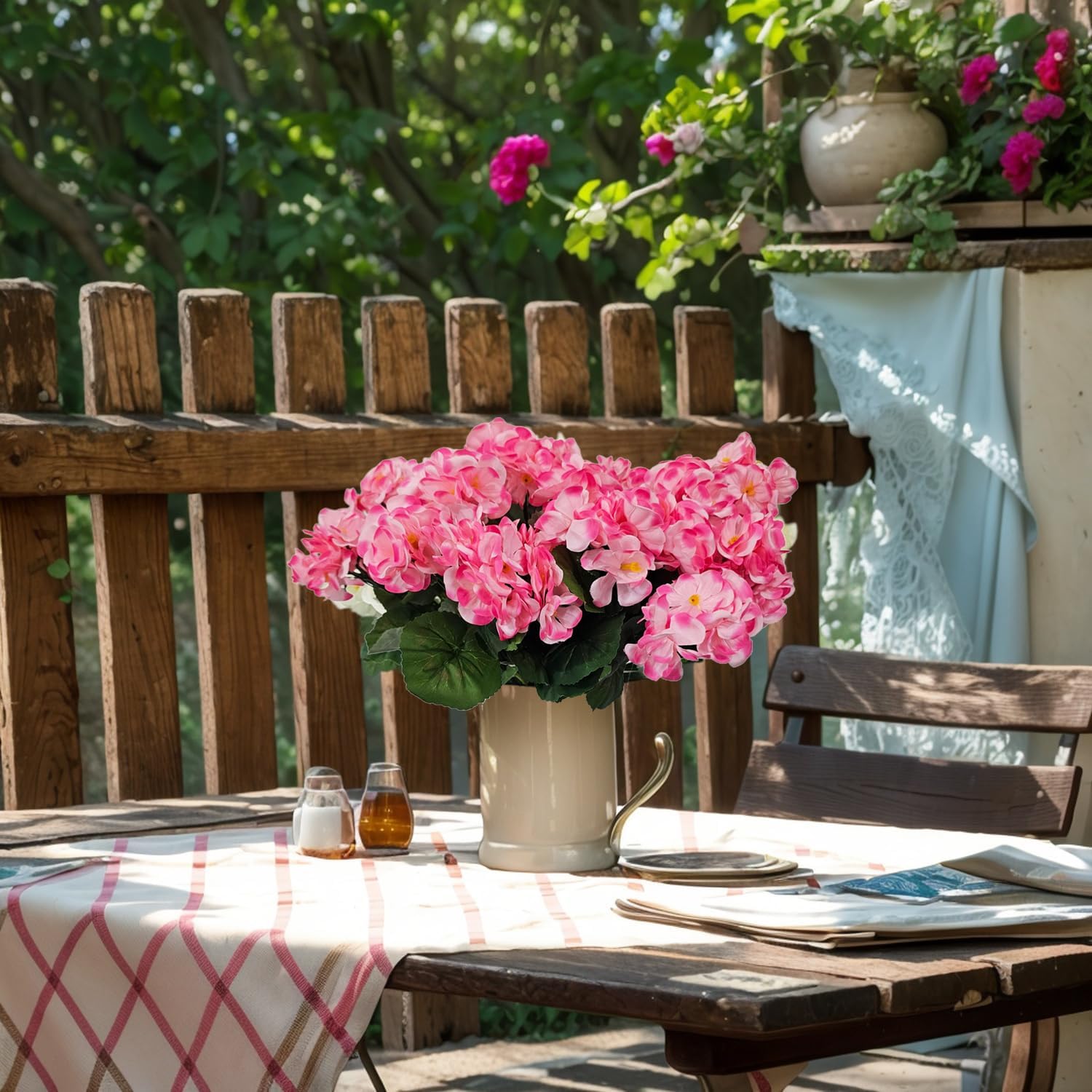 Artificial Flowers for Outdoor Spring Summer Decoration,6 Bundles Fake Silk Geraniums Flowers Faux Flowers Plants UV Resistant for Garden Home Planter Windows Yard Table Centerpiece - Image 6