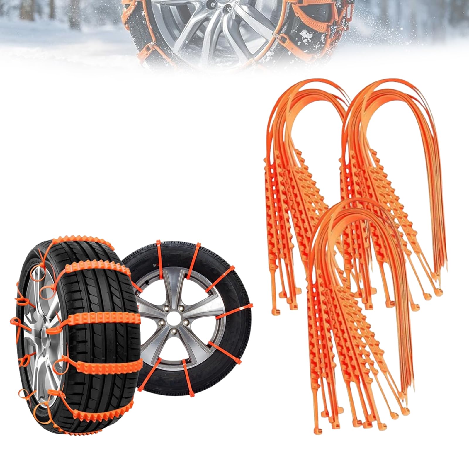 Cadenas de nieve universales ajustables para automóviles y SUV, bridas antideslizantes de emergencia para neumáticos para hielo y barro, juego de 10 piezas