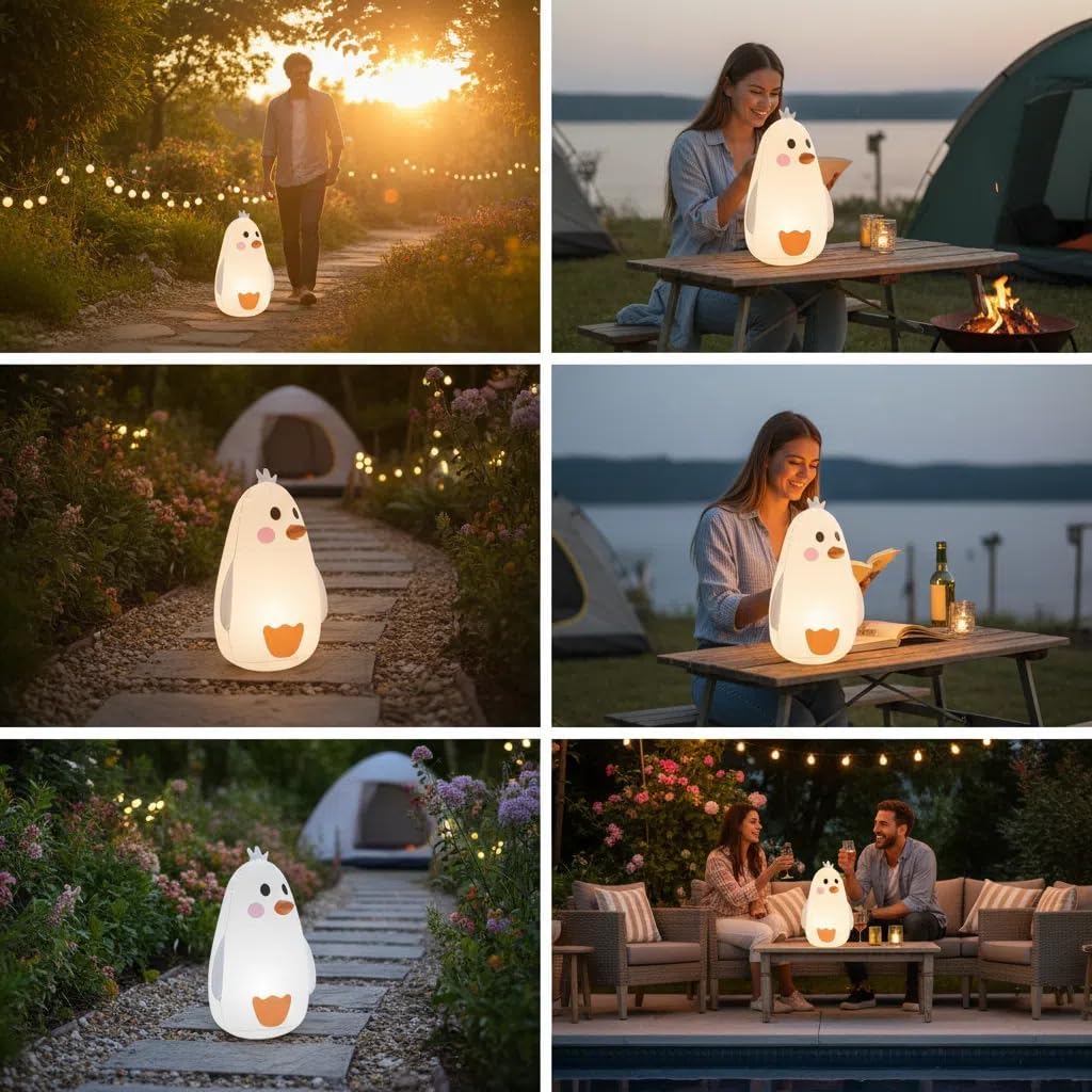 Solar Penguin Light, Rechargeable Globe Color Changing Solar Globe Lamp IP65 Waterproof Outdoor Garden RGB Warm White/White Orb Light for Patio Pool Yard Bar Party Decorative Lightin
