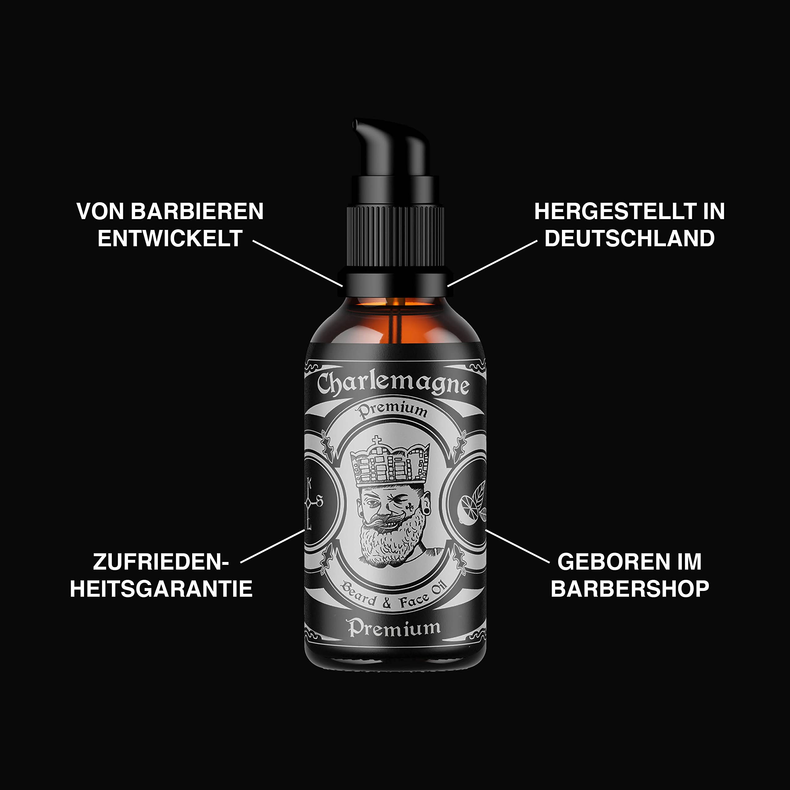 Charlemagne Bartöl für Herren - 3x 30 ml, Leder Duft | Vegane Naturkosmetik Bartöl Herren Unterstützt Bart Styling mit Mattes Finish - Made in Germany