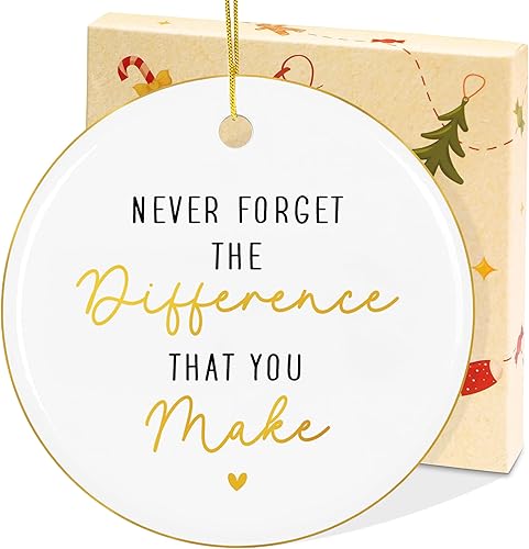 Miniatura 11 de OASSIE Regalos de agradecimiento de Navidad para mujeres - Adornos navideños de cerámica 2025 para decoraciones de árbol - Regalos de Blanco -