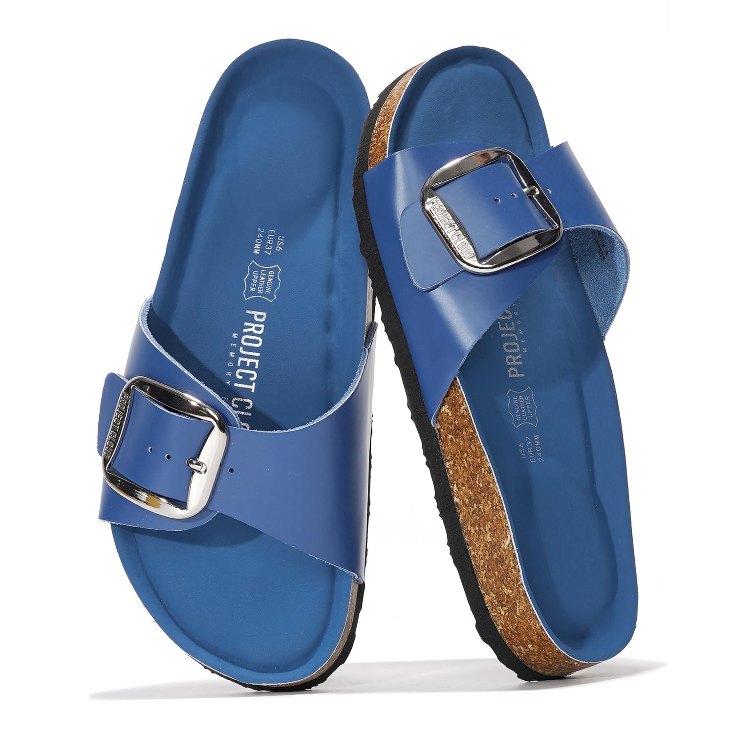 Project Cloud 100% Genuine Leather Sandals Women Comfortable Womens Slides | Slides for Women Beach Essential Lightweight Footwear with Memory Foam Insole Everyday Summer Sandals for Women