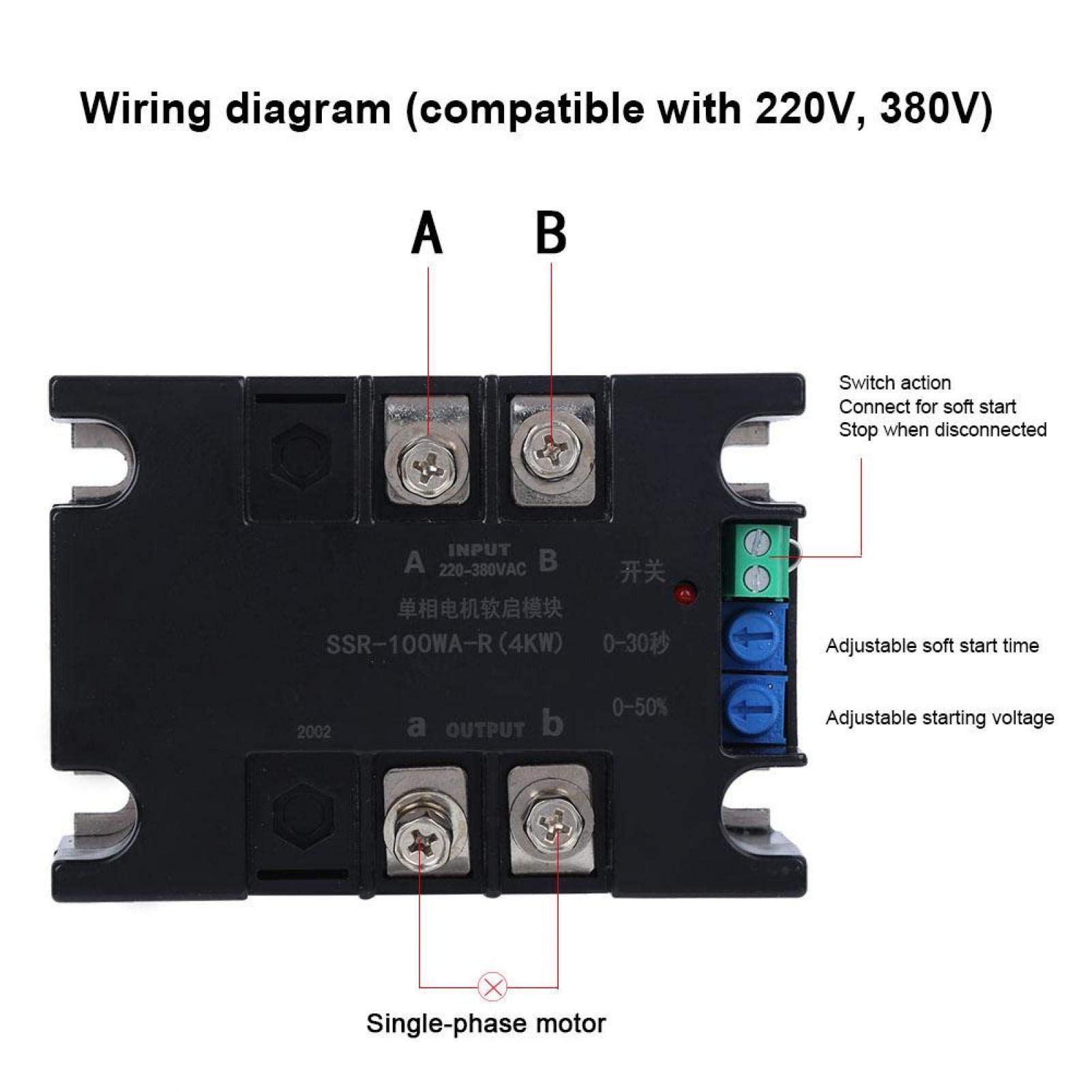 Controlador el¨¦ctrico de arranque suave,SSR-100WA-R Accesorios de motor monof¨¢sico Motor estable ajustable Tablero de controlador de arranque suave Accesorios de motor Monof¨¢sico/2(Optical module)