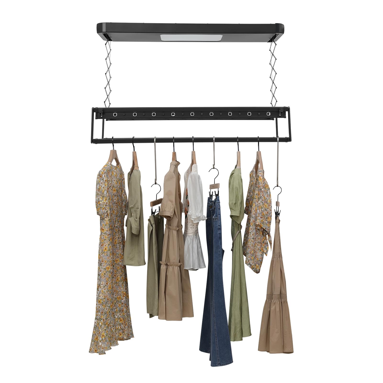 Elektrischer Wäschetrockner Wäschetrockner mit Fernbedienung elektrischer Wäschetrockner mit Licht 35kg Tragkraft Deckenmontage Für Balkon Waschraum 125x31x7cm 220V Schwarz