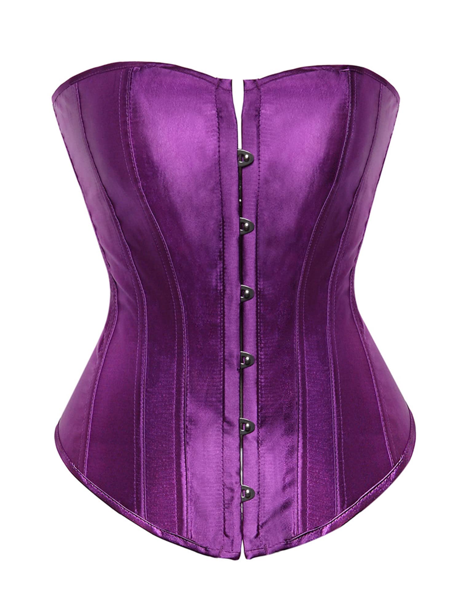 Anuedgis Women Satin Bustier Top Stylish Floral Jacquard Lace up Boned Overbust Corset Sexy Off Shoulder Going Out Body Shaper Top (A-Purple, 4XL)